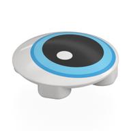 Plate Round 2 x 2 with Rounded Bottom [Boat Stud] with Eyes, Dark Azure/Medium Azure Pupil, Black Iris print