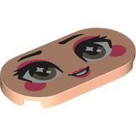 Tile Round 2 x 4 with Face, Grey Eyes, Coral Eyeshadow, Cheeks, Lips print