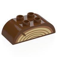 Деталь LEGO Duplo Brick 2 x 4 Curved Top, Wood Print, Красно-коричневый