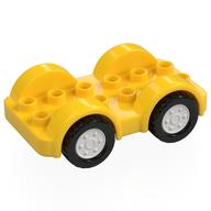Деталь LEGO Duplo Car Base 2 x 6 - 4 White Wheels with Black Tires on 2 Fixed Axles, Желтый