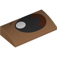 Деталь LEGO Brick Curved 2 x 4 x 2/3 No Studs with Black Eye, Brown Iris, White Pupil Right print, Средне-темный телесный