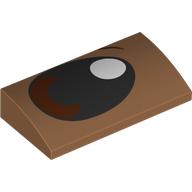 Деталь LEGO Brick Curved 2 x 4 x 2/3 No Studs with Black Eye, Brown Iris, White Pupil Left print, Средне-темный телесный