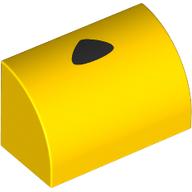 Деталь LEGO Brick Curved 1 x 2 x 1 No Studs with Black Triangle print, Желтый