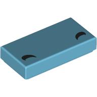Деталь LEGO Tile 1 x 2 with Black Curved Lines / Eyebrows print, Средне-лазурный