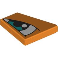 Деталь LEGO Wedge Tile 2 x 2 Left with White Eye, Dark Turquoise Iris Left print, Оранжевый