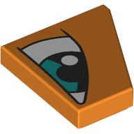 Деталь LEGO Wedge Tile 2 x 2 Left with White Eye, Dark Turquoise Iris Right print, Оранжевый