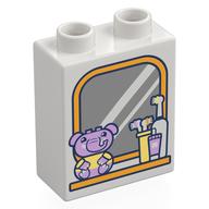 Деталь LEGO Duplo Brick 1 x 2 x 2 with Bottom Tube, Mirror, Toothbrush, Duplo Elephant Print, Белый