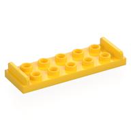Деталь LEGO Plate Special 2 x 6 with 2 x 5 Studs and Door Stops on Top, Желтый