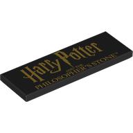 Деталь LEGO Tile 2 x 6 with Gold 'Harry Potter AND THE PHILOSOPHER'S STONE' print, Черный