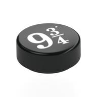 Деталь LEGO Tile Round 1 x 1 with White '9 3/4' print, Черный
