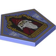 Деталь LEGO Tile Special Pentagon 6 x 6 x 2/3 with Chocolate Frog Card, Dumbledore print, Сине-фиолетовый