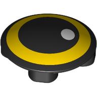 Деталь LEGO Plate Round 2 x 2 with Rounded Bottom [Boat Stud] with Eye, Yellow Iris, White Pupil print, Черный