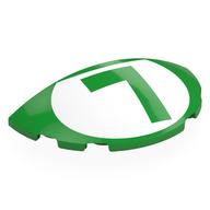 Деталь LEGO Brick Round 3 x 6 Half Circle with Bright Green 'L' in White Circle print, Ярко-зеленый
