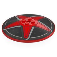 Деталь LEGO Dish 8 x 8 Inverted [Radar] with Hub Cap, Red Spokes print, Красный