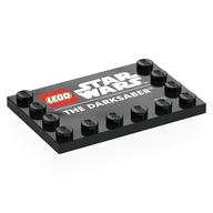 Деталь LEGO Plate Special 4 x 6 with Studs on 3 Edges with 'LEGO STAR WARS THE DARKSABER' print, Черный