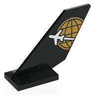 Деталь LEGO Tail Shuttle with Gold Globe, White Plane print, Черный