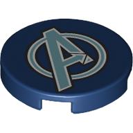 Деталь LEGO Tile Round 2 x 2 with Sand Blue/White Avengers Logo print, Темно-синий