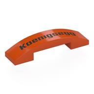 Деталь LEGO Brick Curved 4 x 1 Double with No Studs with Black Koenigsegg print, Красно-оранжевый