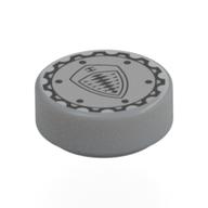 Деталь LEGO Tile Round 1 x 1 with Silver Bolt, Koenigsegg Logo print, Светлый сине-серый