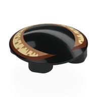 Деталь LEGO Plate Round 2 x 2 with Rounded Bottom with Tan/Nougat/Reddish Brown Cat Eye print, Черный