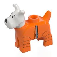 Деталь LEGO Dog, Snowy with White Head, Retro Space Suit print, Оранжевый