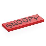 Деталь LEGO Tile 2 x 6 with Black 'SNOOPY' print, Красный