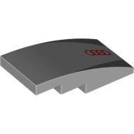 Brick Curved 4 x 2 No Studs with Red Audi Logo, Dark Bluish Grey Triangles print