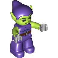 Деталь LEGO Duplo Figure Green Goblin, Dark Purple Hat and Tunic Print, Темно-фиолетовый