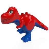 Деталь LEGO Duplo Dinosaur Tyrannosaurus Rex with White Eyes, Black Webbing, Blue Underside print, Красный