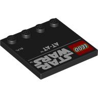Деталь LEGO Plate Special 4 x 4 with Studs on One Edge with 'LEGO STAR WARS', 'AT-AT' print, Черный