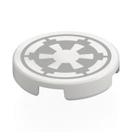 Деталь LEGO Tile Round 2 x 2 with Light Bluish Grey Imperial Symbol print, Белый
