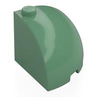 Деталь LEGO Brick Round Corner 3 x 3 x 2 Dome Top with Red Triangle print, Песочно-зеленый