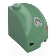 Деталь LEGO Brick Round Corner 3 x 3 x 2 Dome Top with Black/Medium Azure Eye print, Песочно-зеленый
