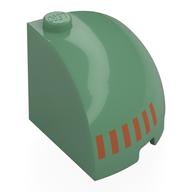 Деталь LEGO Brick Round Corner 3 x 3 x 2 Dome Top with Black/Medium Azure Eye print, Песочно-зеленый
