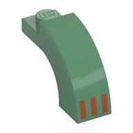 Деталь LEGO Brick Arch 1 x 3 x 1 2/3 Curved Top with 3 Dark Orange Stripes print, Песочно-зеленый
