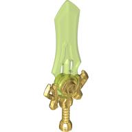 Деталь LEGO Weapon, Sword Large with Trans-Bright Green Blade pattern, Жемчужно-золотой