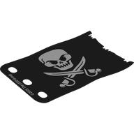 Деталь LEGO Sail 7 x 5, Jolly Roger with Skull, Swords print, Черный