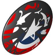 Деталь LEGO Shield Round Bowed with Red/Blue/White Captain America Star, Venomized print, Черный