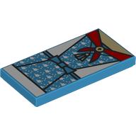 Деталь LEGO Tile 2 x 4 with Medium Azure/White Dress, Red Scarf, Light Nougat Chest print, Темно-лазурный