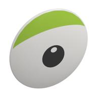 Деталь LEGO Shield Round Bowed with Eye, Lime Eyelid, Black Pupil print, Белый