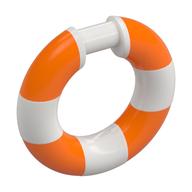Деталь LEGO Ring with Bar (Life Preserver) with Orange pattern, Белый