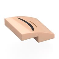 Деталь LEGO Brick Curved 2 x 2 x 2/3 with Black/Nougat Curved Line (Mouth) print, Светлый телесный