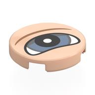 Деталь LEGO Tile Round 2 x 2 with Eye, Sand Blue Iris, Black/White Pupil, Dark Tan Eyebrow print, Светлый телесный