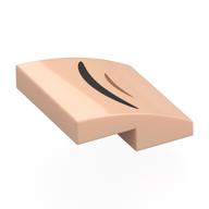 Деталь LEGO Brick Curved 2 x 2 x 2/3 with Black/Nougat Curved Line (Mouth) print, Светлый телесный