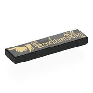 Деталь LEGO Tile 1 x 4 with Gold Hand, 'Knockturn Alley' print, Черный