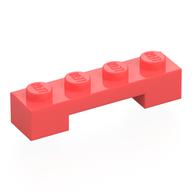 Деталь LEGO Plate Special 1 x 4 x 2/3 with 1 x 2 Bottom Cutout, Коралловый