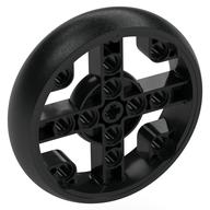 Деталь LEGO Wheel with 4 Spokes with 2 Holes, 4 Inserts and Black Integral Tire, Черный