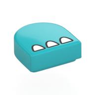 Деталь LEGO Tile Round 1 x 1 Half Circle, 3 White Triangles, Toenails Print, Средне-лазурный