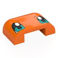 Деталь LEGO Brick Round, Curved Triple 3 x 4 x 1 with 2 x 2 x 2/3 Bottom Cutout with Dark Turquoise Eyes print, Оранжевый