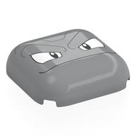 Деталь LEGO Brick Round, Curved 4 x 4, Geodude Face Print, Светлый сине-серый